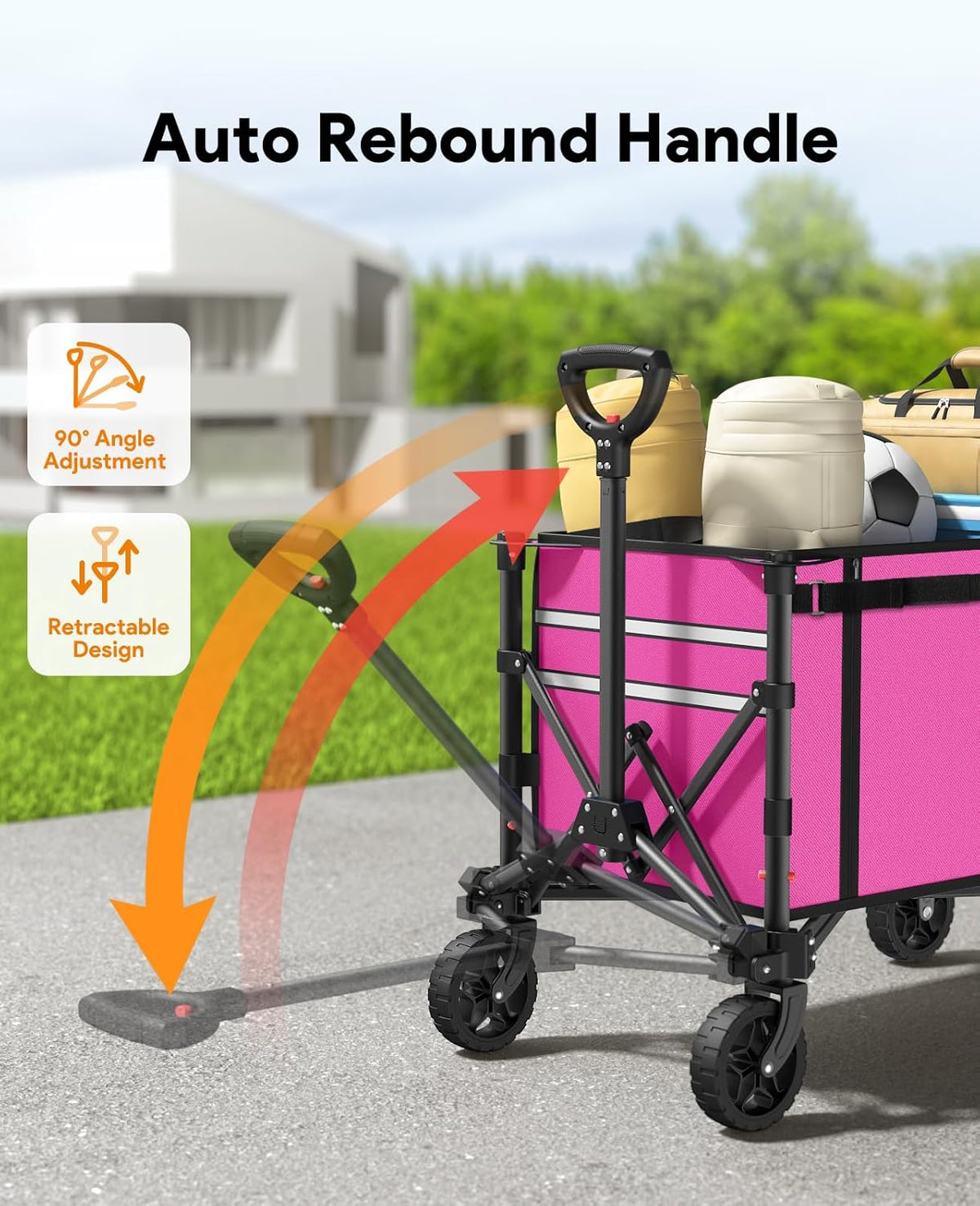 3 in 1 Collapsible Wagon Converts to Bench, 220lbs Foldable Wagon Cart with Wheels, 120L Shopping