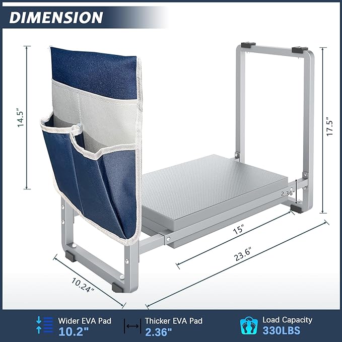FLINTER 10.2" Wider Garden Kneeler and Seat, Heavy Duty Thick Gardening Bench for Kneeling and Seat