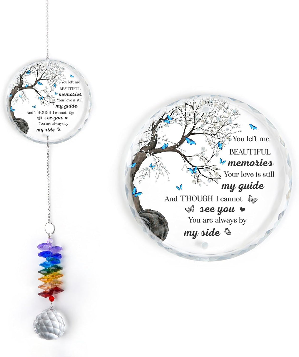 Memorial Suncatcher - Sympathy Gift for Loss of Loved One - Crystal Rainbow Maker - Bereavement