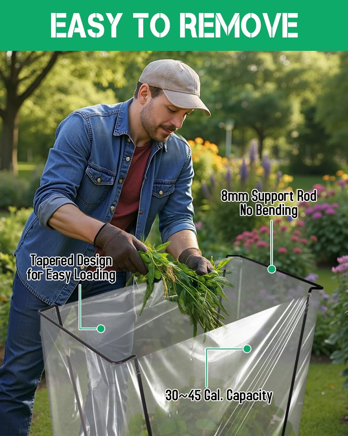 Joyhalo Outdoor Trash Bag Holder Stand - 2 Pack Heavy Duty Metal Garden Garbage Bag Support Frame