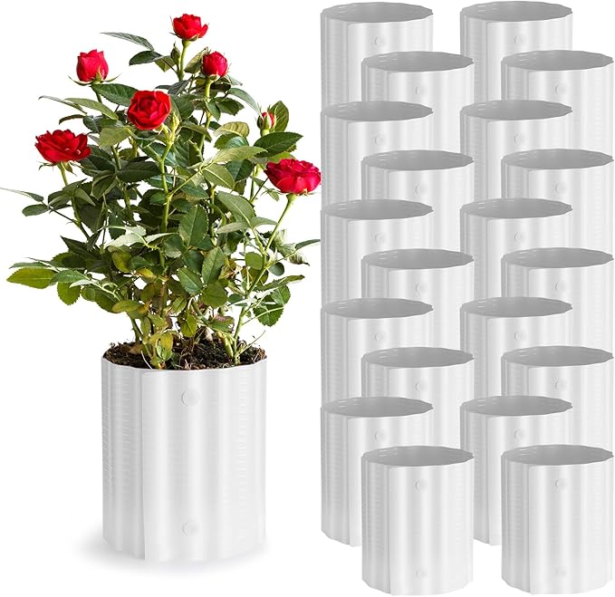 Queekay 20 Pcs Rose Cones for Winter Protection, 16.5 x 9 Inch Winter Rose Collars Bush Cover for