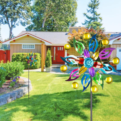 DREAMYSOUL 2 Packs Wind Spinners for Yard and Garden, Colorful Pinwheel Metal Wind Sculpture