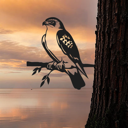 Metal Hawk Bird Decor, Outdoor Garden Statues & Patio Ornament for Outdoor Spaces, Yard Art, Tree