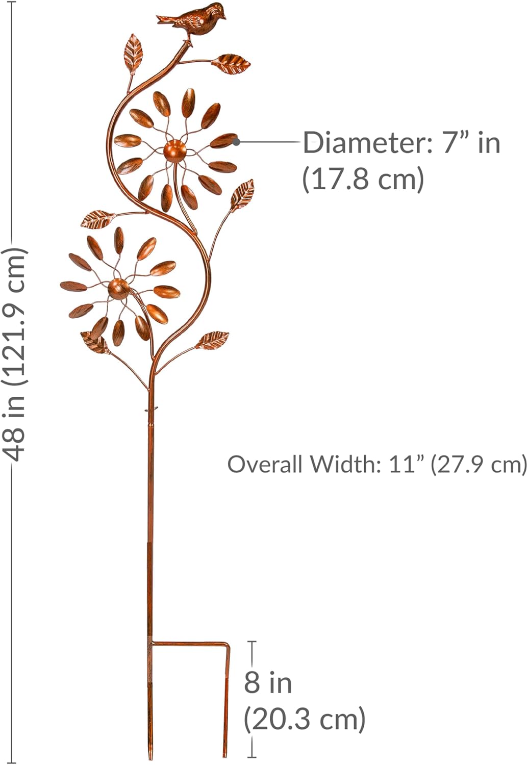 Sunnydaze Twirling Twigs Large Wind Spinners Outdoor for Garden - Spinner Yard Art with 2-Point