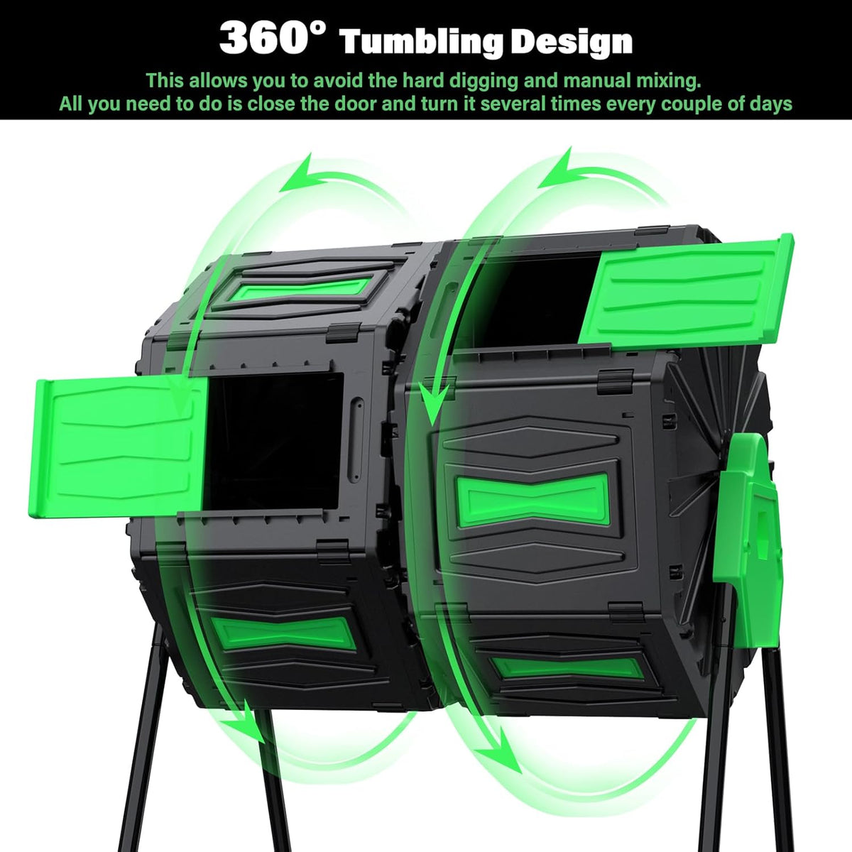 Compost Tumbler, Easy Assemble & Efficient Outdoor Compost Bin, 45 Gallon/170 Liter Large Dual