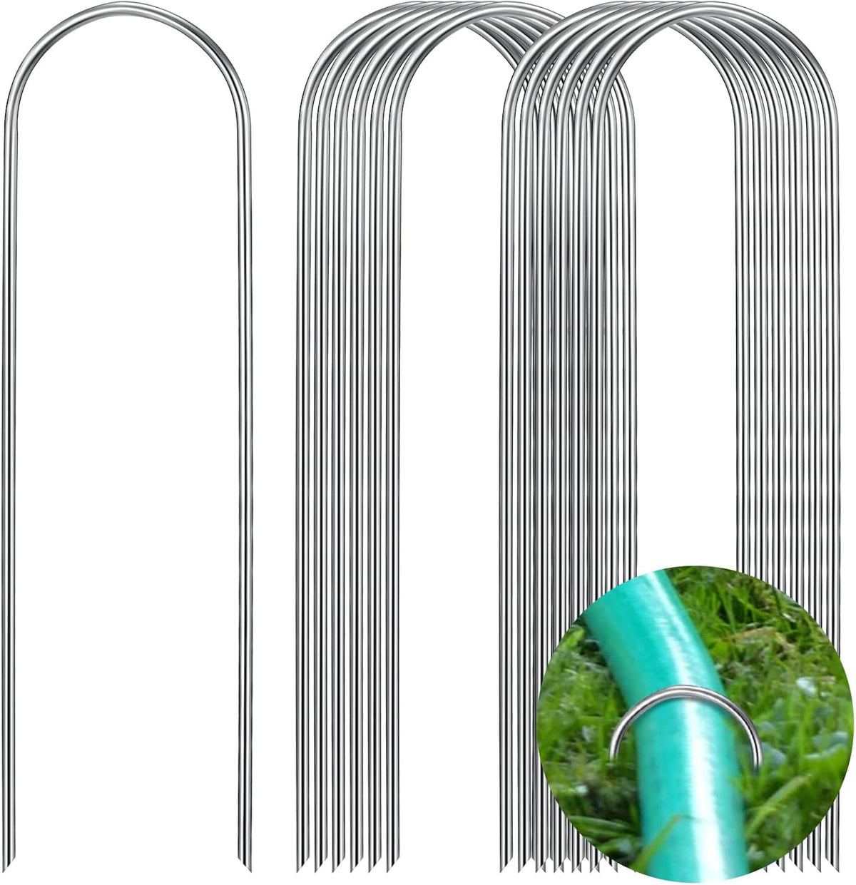 Tandefio 100 Packs Drip Irrigation Tubing Stakes 6 Inch Garden Pins Landscape Staples Securing Pegs