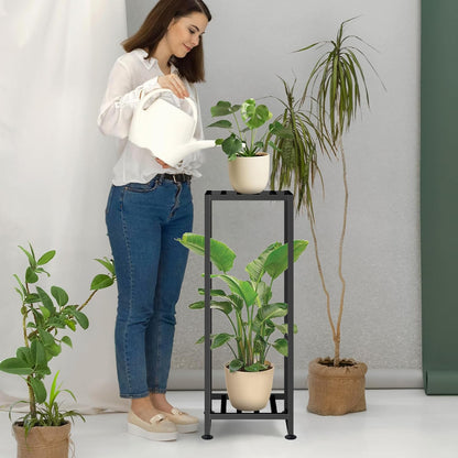 Plant Stand Indoor Outdoor, Wrought Iron Plant Stands 2 Tier Heavy Duty Metal Pedestal Stand