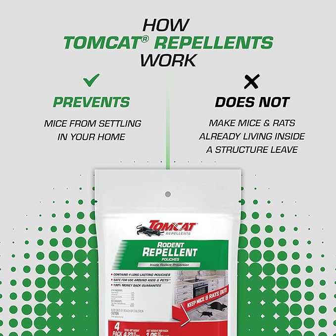 Tomcat Repellents Rodent Repellent Pouches, Ready-to-Use, Inside Rodent Prevention with Essential