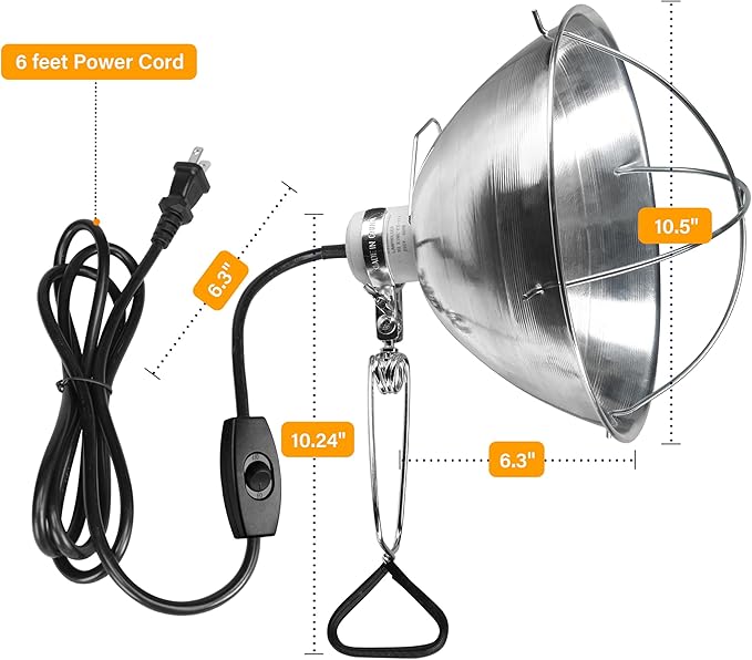 Simple Deluxe Clamp Lamp Light 10.5 Inch Adjustable Aluminum Reflector, Suit for E26 Socket Max 250