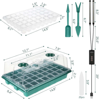 Seed Starter Tray with Grow Light, 2 Packs 80 Cells Seed Starting Kit Seedling Starter Trays with