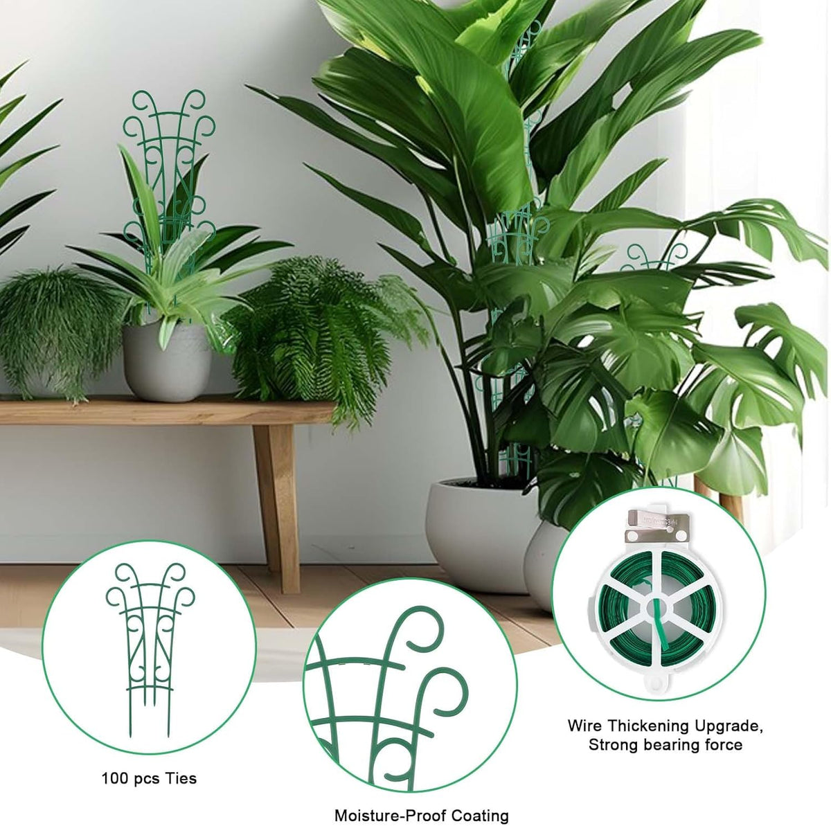 Plant Trellis for Potted Plants 4 Pack Stackable Indoor Outdoor Climbing Houseplant Support with