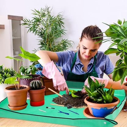 Plant Repotting Mat for Garden, 2 Pcs Waterproof Foldable Indoor Plant Mat Portable Square