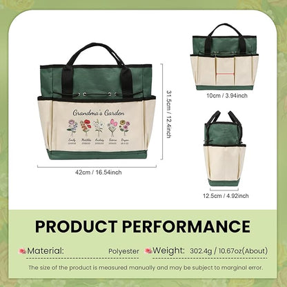 Personalized Garden Tools Set for Women: Custom Text Garden Tool Bag and Garden Shovel & Transplant
