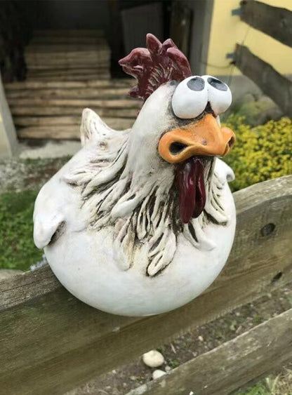 coolboy Chicken Fence Decoration Funny Farm Sculpture Chicken Decorations for Home Garden