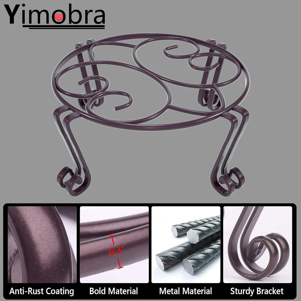 Yimobra Original Patented Plant Stand for Flower Pot Heavy Duty Potted Holder 10.2 x 4.7 Inches