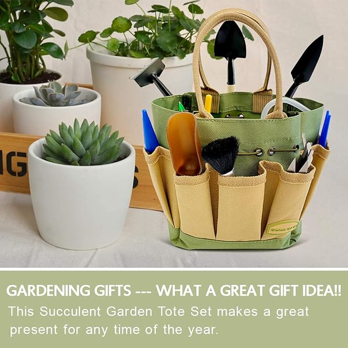 G GOOD GAIN Garden Succulent Kit with Organizer Bag, 14 Pieces Succulent Tools, Indoor Mini Hand