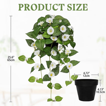 Briful Artificial Hanging Flowers in Pot 25.6" Faux Silk Morning Glory Flower Vine with Cascading