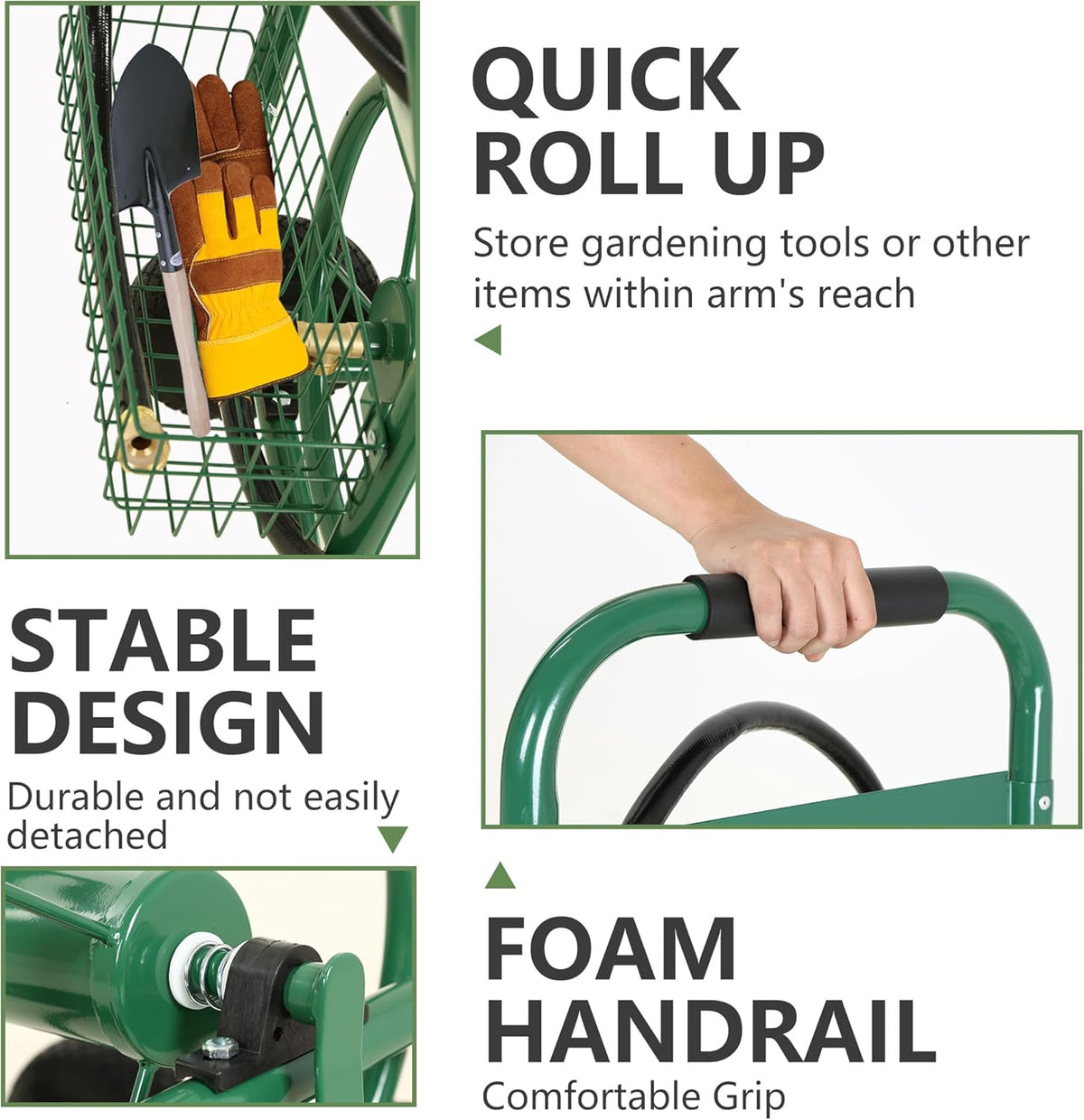 Hose Reel Hold Up To 300 Ft Heavy Duty Garden Hose Reel Sturdy Water Hose Reel Cart with 4 Wheels