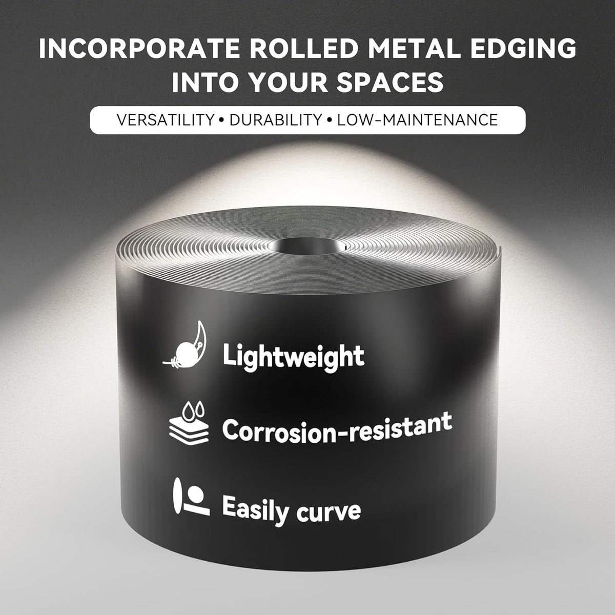Worth Galvanized Steel Landscape Edging 6" x25' Metal Garden Edging Roll Flexible Bender Border