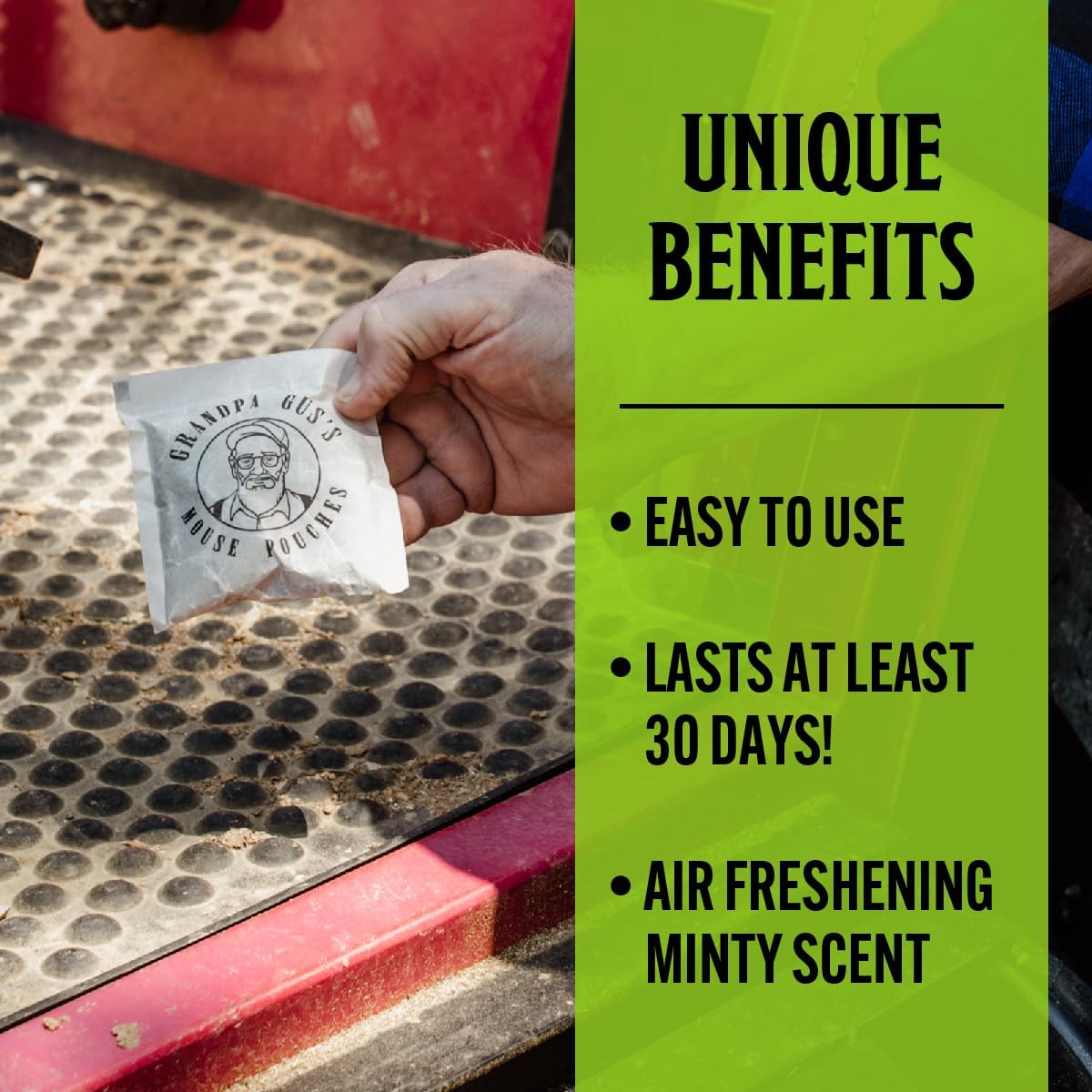 Grandpa Gus's Natural Mouse Repellent Pouches, Cinnamon/Peppermint Oils Repel Mice from Nesting &