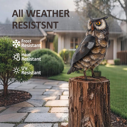 Natelf Garden Owl Sculptures & Statues, Standing Metal Bird Yard Art Sculpture for Patio Backyard