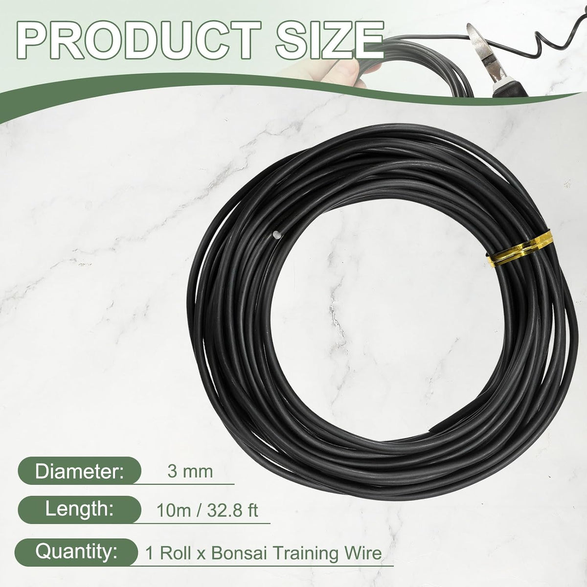 Bonsai Training Wire, 3 mm x 32.8 ft Anodized Aluminum Floral Plant Training Wire Bendable Metal