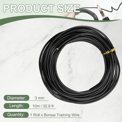 Bonsai Training Wire, 3 mm x 32.8 ft Anodized Aluminum Floral Plant Training Wire Bendable Metal