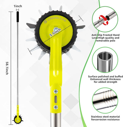 58-Inch Manual Edger Lawn Tool, Wheel Rotary Edger with Adjustable 4-Section Stainless Steel Handle