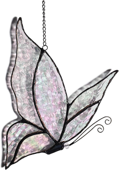 Holographic Butterfly Sun Catcher Stained Glass Window Hanging, 7 * 5 inches Stained Glass