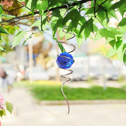 FONMY Gazing Ball Spiral Tail -Decorative Wind Spinner Sun Catcher Rainbow Maker 11 inch Tail and 2