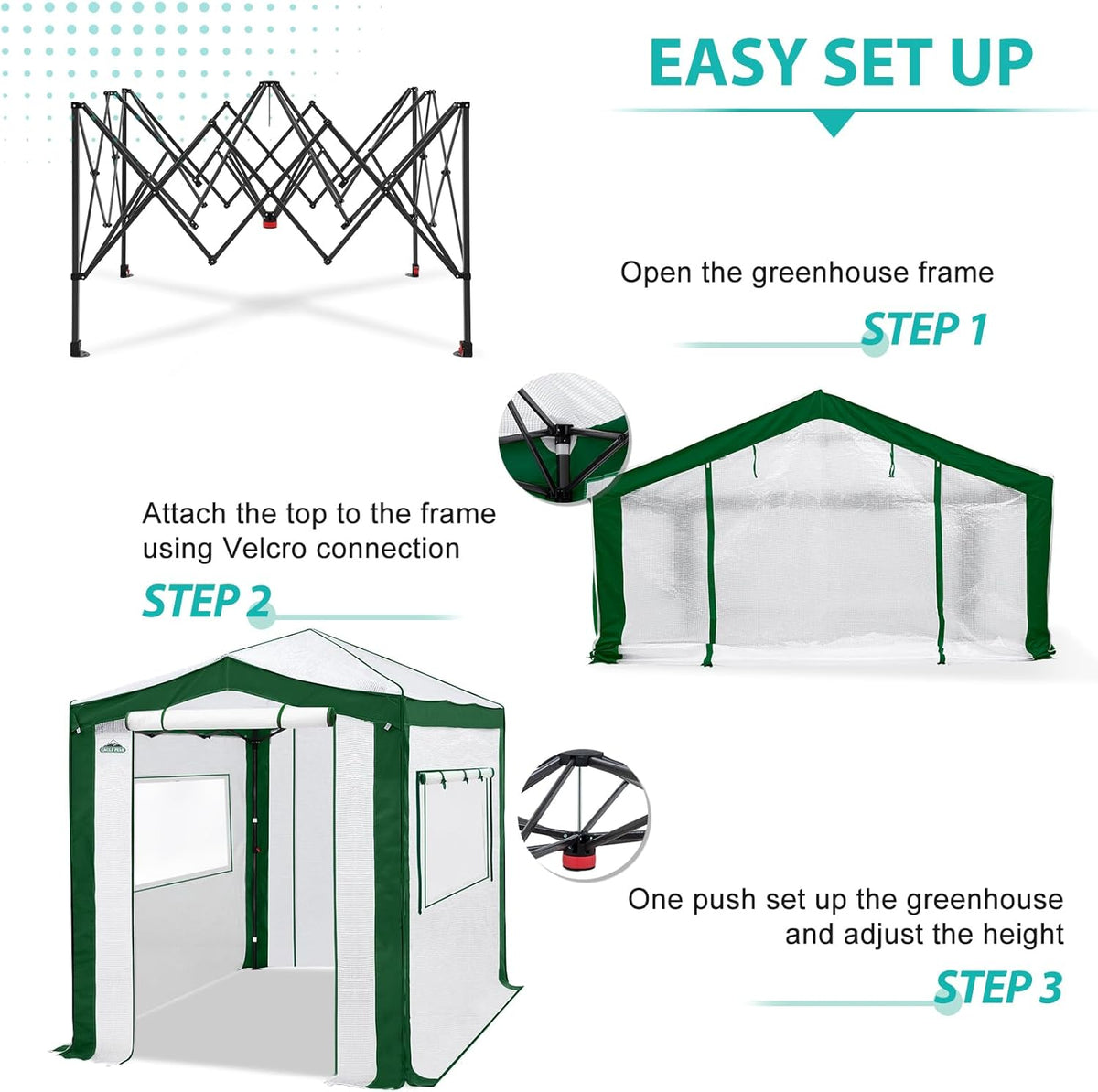 EAGLE PEAK 8x6 Portable Walk in Greenhouse with Polyester Reinforced Corners, Instant Pop Up Indoor