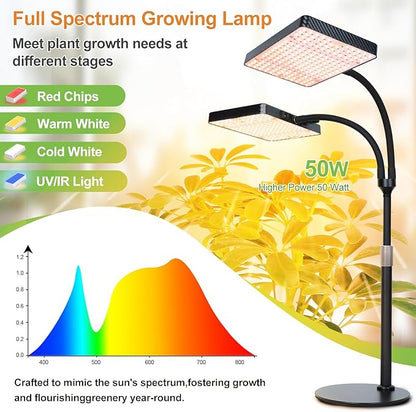 50W Table Top Grow Lights for Indoor Plants, Seed Starting, Bonsai with Timer Auto On/Off, 5000