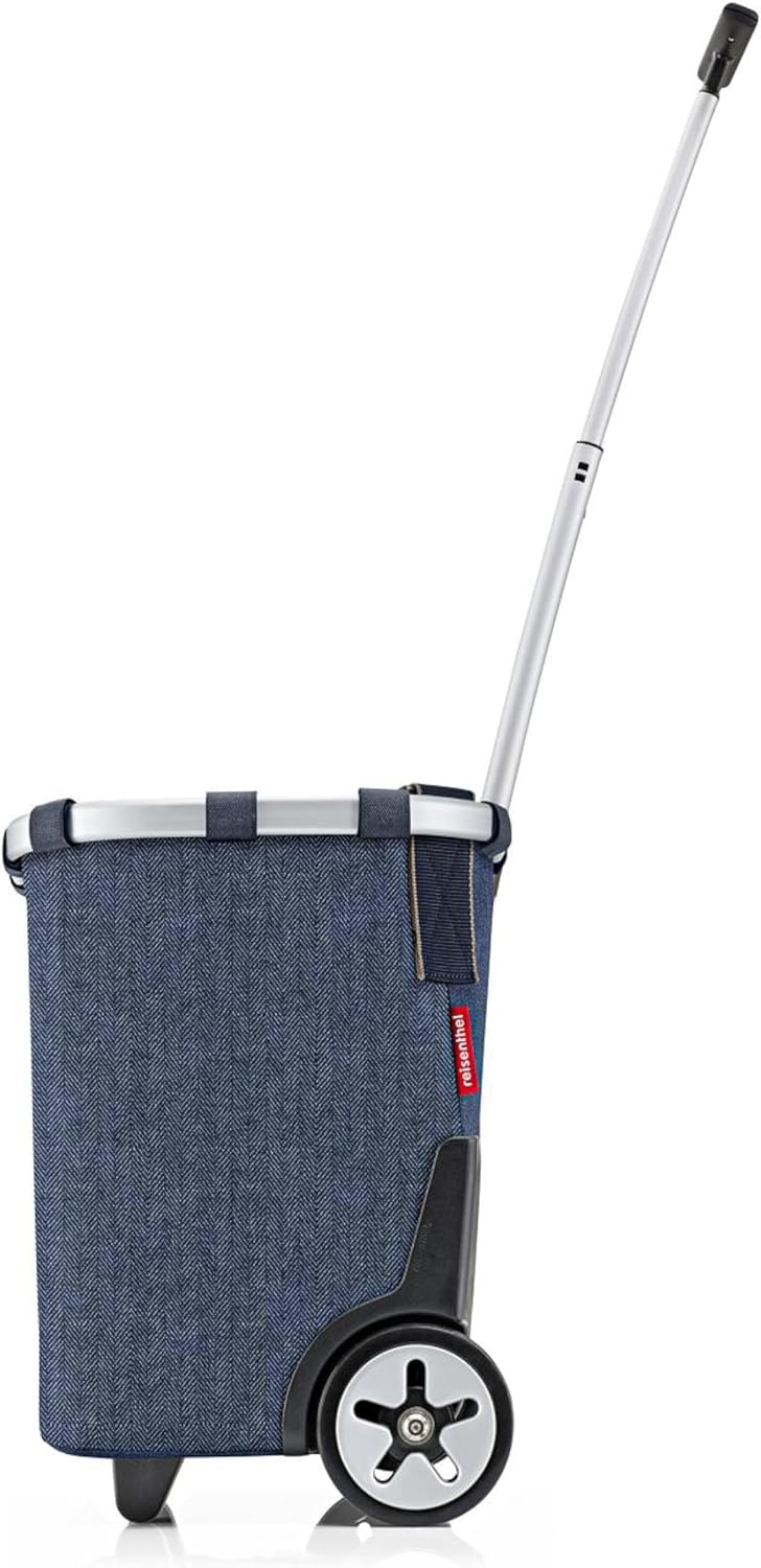 reisenthel carrycruiser Herringbone Dark Blue - Portable Shopping Trolley with Sturdy Aluminum