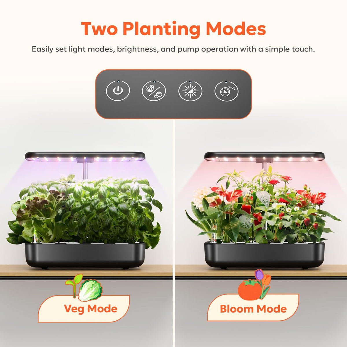 owltron Hydroponics Growing System Kit, 12 Pods Indoor Herb Garden with 24W LED Grow Light Full