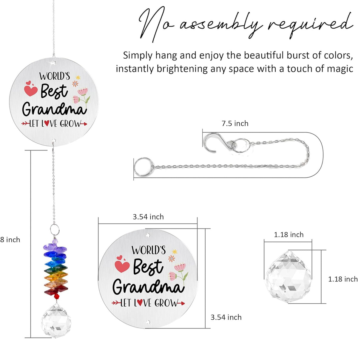 Aluminum Ornament Suncatcher - World 's Best Grandma Birthday Gift for Grandma, Mom - Unique Gift