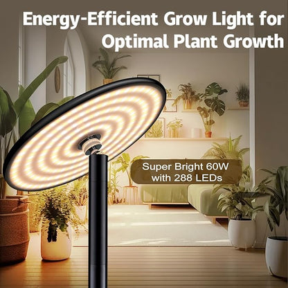 60W Full Spectrum LED Tall Grow Light, 85’’ Adjustable Standing Plant Light for Indoor Plants