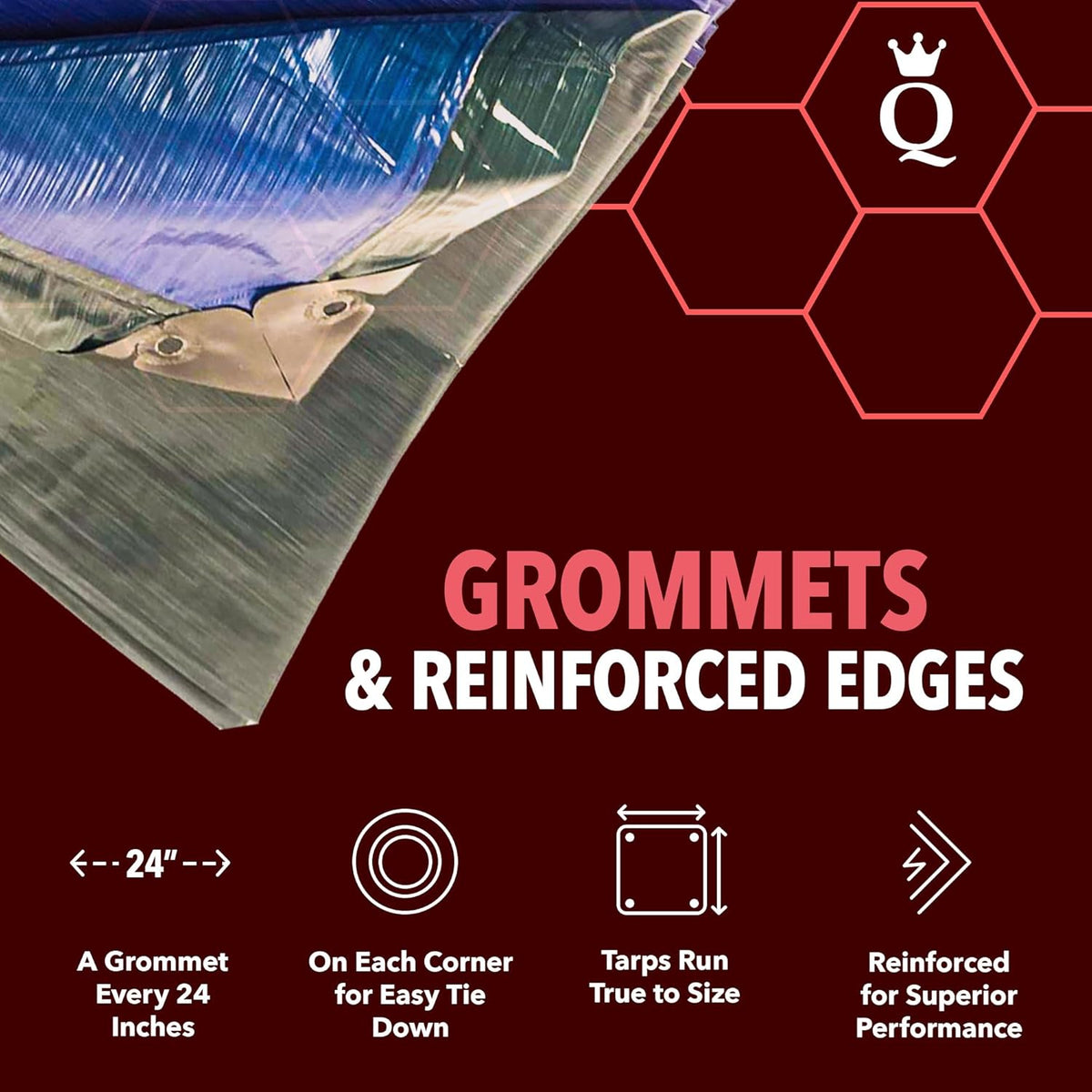 QUEEN OF TARPS | 6x8 Heavy Duty Tarp Waterproof, 120 GSM is 12 MIL, UV/Tear Resistant Tarp