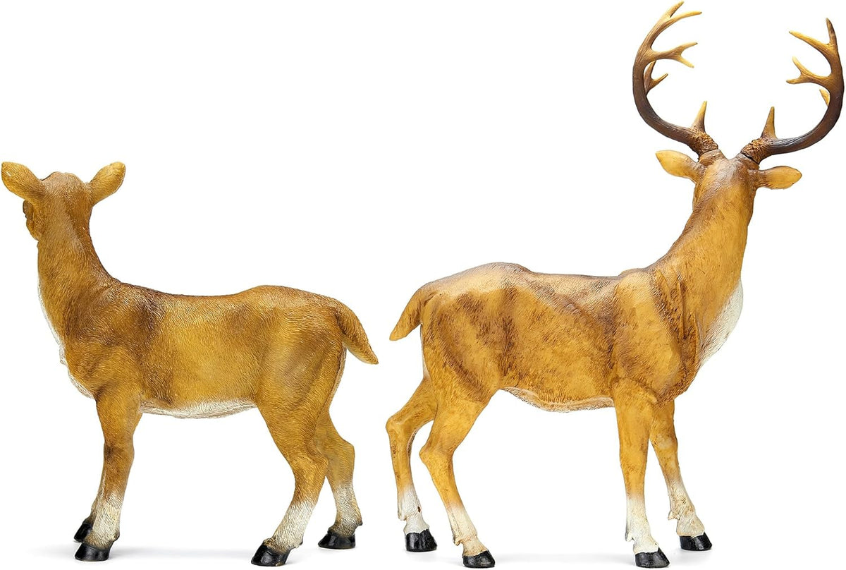 JHVYF Adorable Resin Deer Statue Decor for Garden Yard Buck & Doe Lying Outdoor Sculptures for Home
