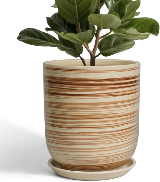 Ceramic Planter 10 Inch - Ceramic Pots for Indoor Plants Outdoor Large Plant Pot with Drainage Hole