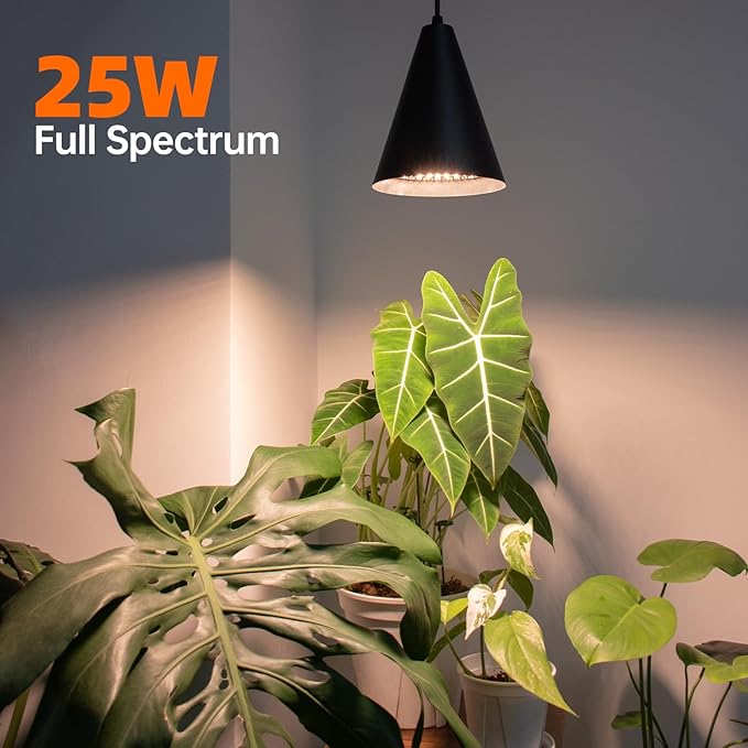 Bstrip Hanging Grow Lights, Full Spectrum Hanging Plant Lights for Indoor Plants, 25W Black Grow