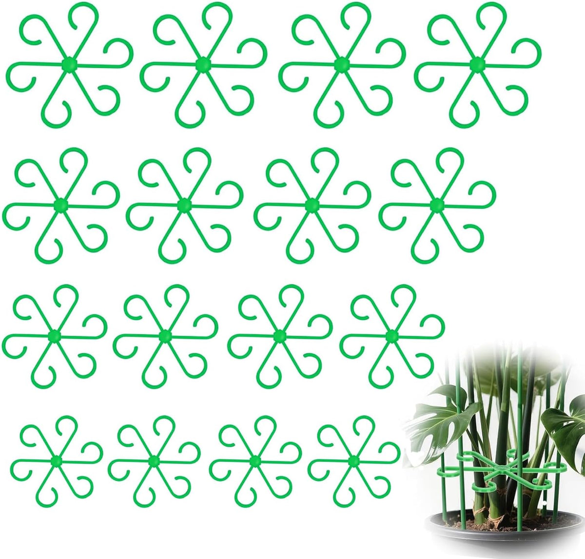 16pcs Climbing Houseplant Stem Supports,Plant Stems Supports for Indoor Plants with 4