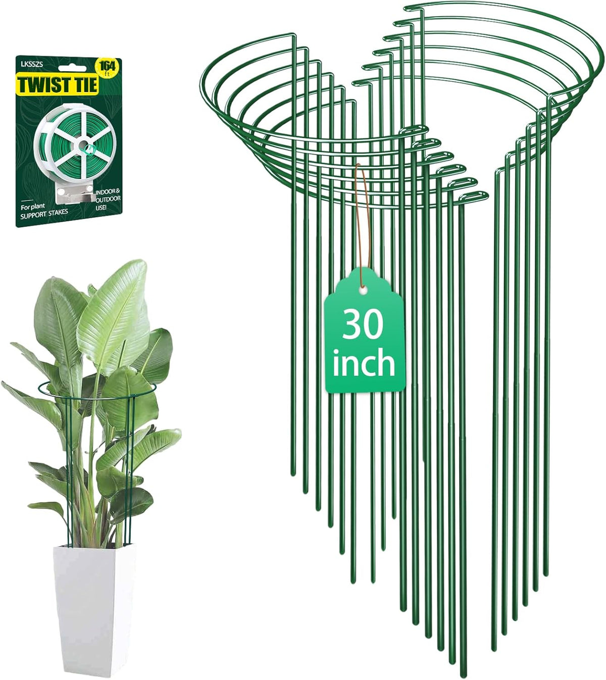 12 Pack 30 inch Plant Support Stakes, Heavy-Duty Half Round Peony Support, Garden Plant Stakes Cage