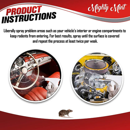 Mighty Mint Peppermint Oil Rodent Repellent Spray for Vehicles – Natural Mouse & Rat Control for