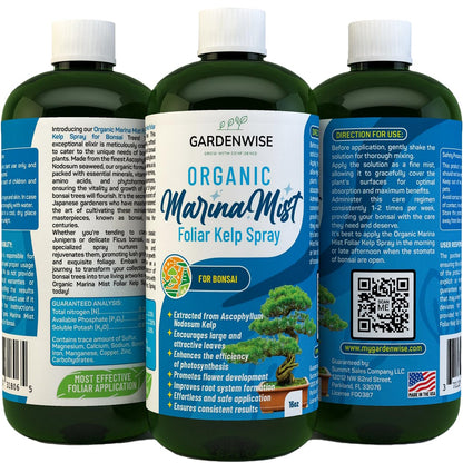Organic Marina Mist Foliar Spray for All Live Indoor and Outdoor Bonsai Tree Plants | Micro