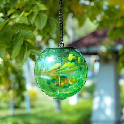 VCUTEKA Solar Hanging Lanterns, Outdoor Glass Gazing Ball Lights with Hook, Waterproof