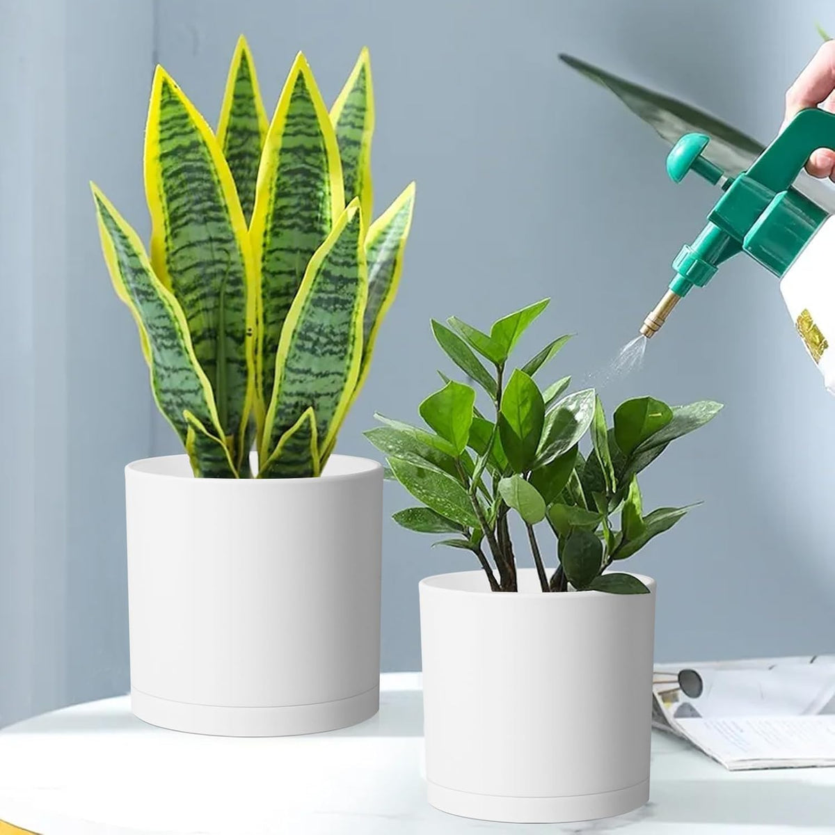 12/10/8 inch Large Plant Pots, 3 Pack Deep Cylinder Flower Pots for Outdoor Indoor Plants, Tall
