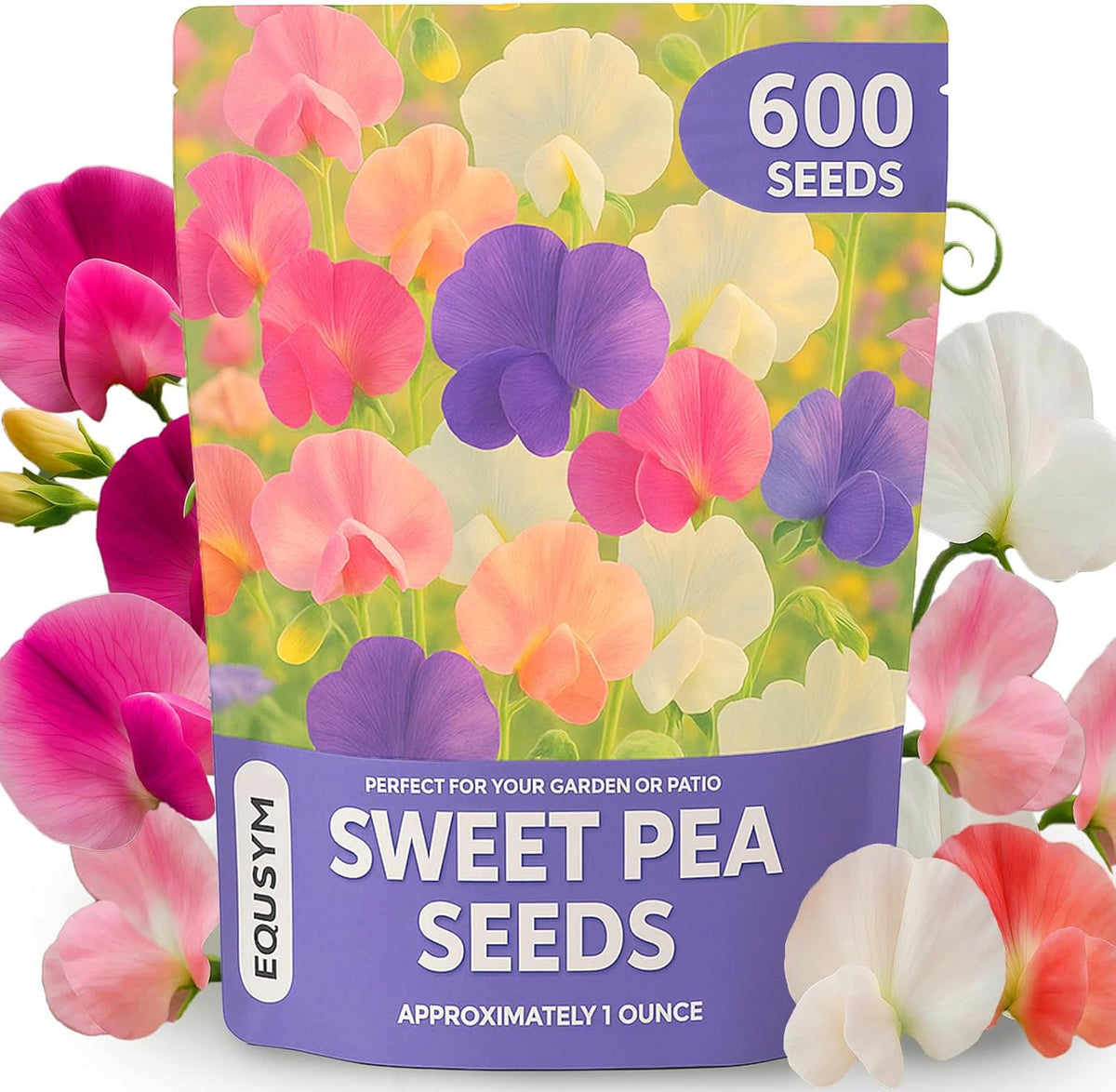 600+ Count Sweet Pea Seeds – Fragrant Flower Seeds, Easy to Grow with High Germination, Colorful