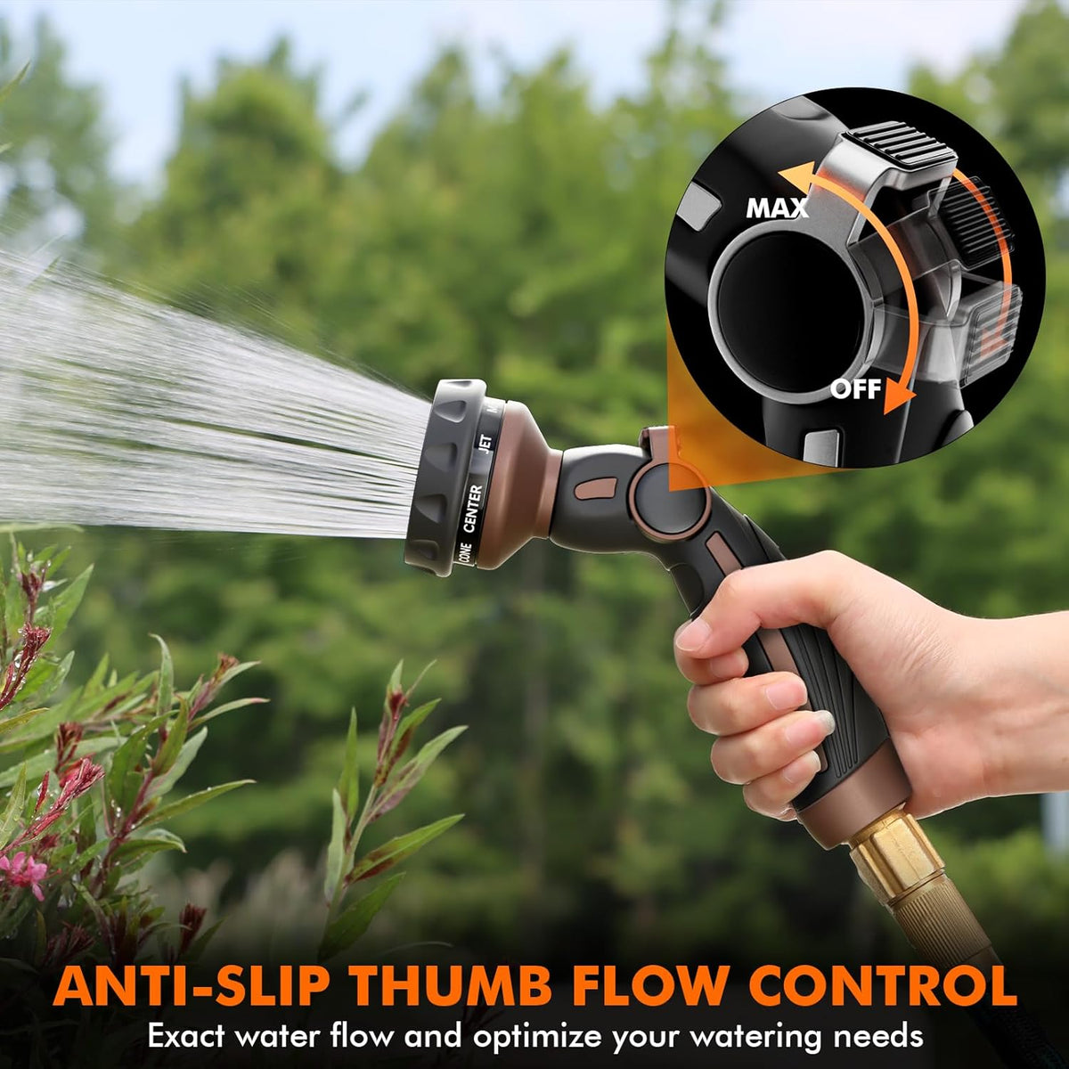 RESTMO Hose Nozzle Heavy Duty, Metal Water Hose Sprayer for Garden, 9 Spray Patterns | High
