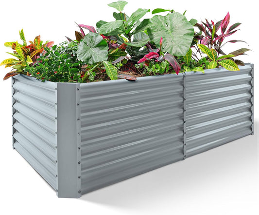 Land Guard 6×3×2ft Galvanized Raised Garden Bed, Planter Boxes Outdoor, Raised Garden Beds Outdoor