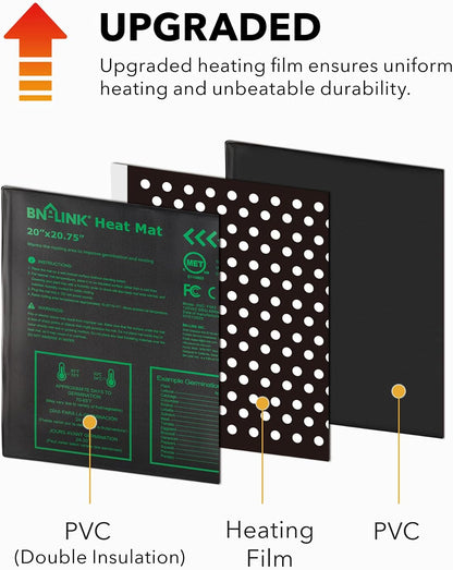 BN-LINK Seedling Heat Mat Heating Pad 20" x 20.75" with Digital Thermostat Controller Combo Set